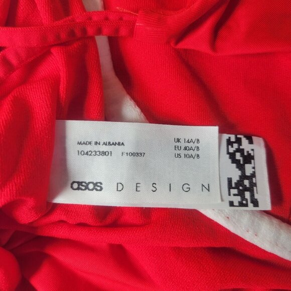 ASOS Design Women Red Underwire Adjustable Swimwear Bikini Top Size 10 A/B - Picture 4 of 7